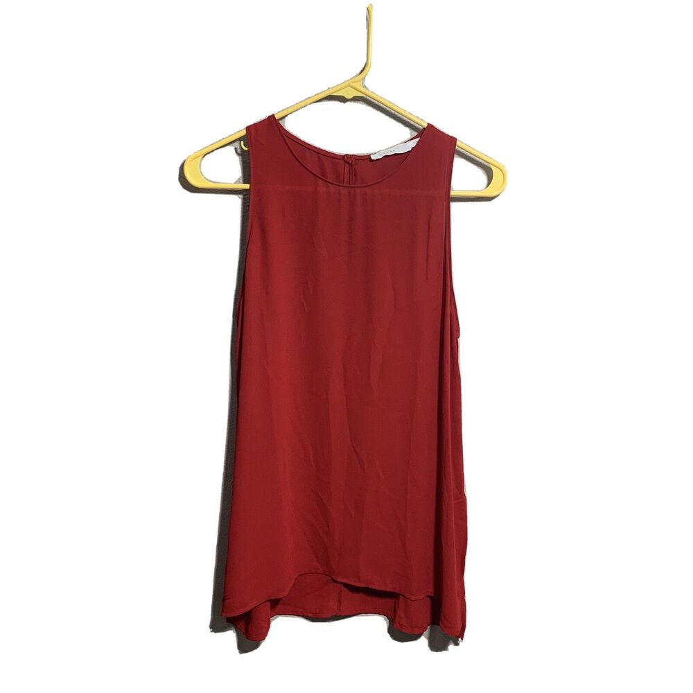 Lush Sheer Red Sleeveless Top Side Slit Sz Small Flowy Blouse